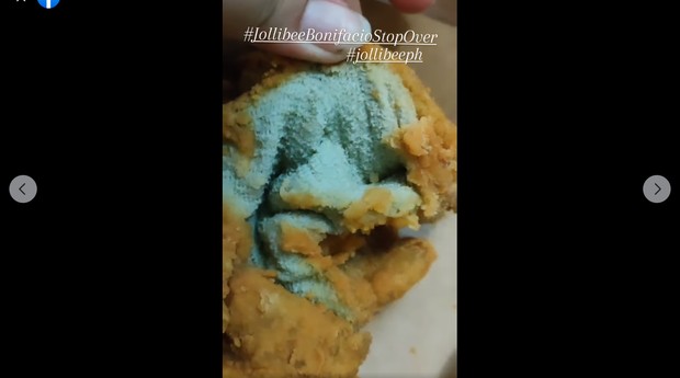 Neste frame do vídeo, Alique mostra com mais detalhes a toalha empanada (Foto: Reprodução/Facebook)