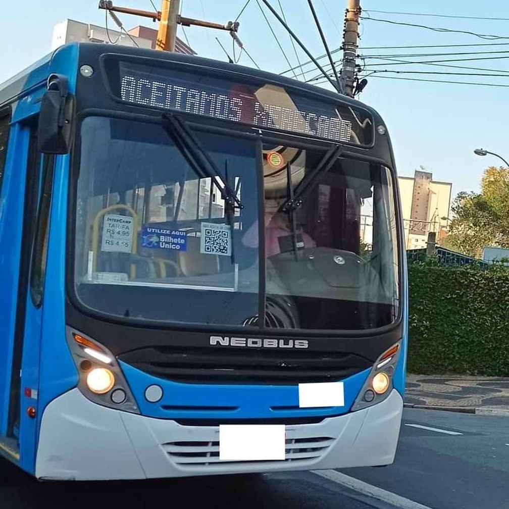 Ônibus em Campinas exibe mensagem ofensiva às mulheres — Foto: Arquivo Pessoal