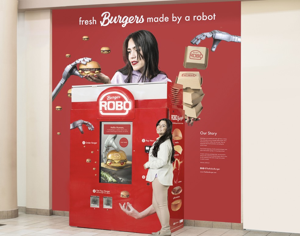 RoboBurger: parece máquina de refrigerante, mas não é — Foto: Divulgação/RoboBurger