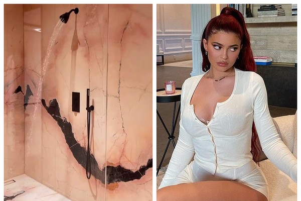 O chuveiro fraquinho da mansão milionária da socialite Kylie Jenner (Foto: Instagram)