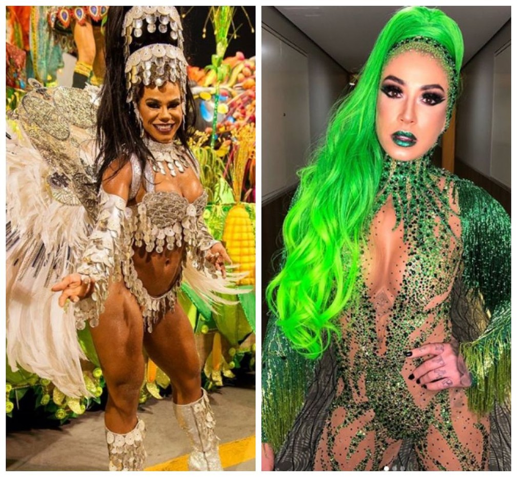 Savia David é rainha e Dani Bolina madrinha da escola de samba Unidos de Vila Maria — Foto: Celso Tavares/G1/Reprodução