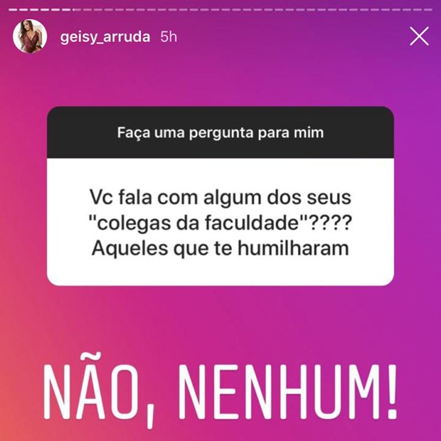 Resposta de Geisy Arruda no Instagram (Foto: Reprodução/Instagram)