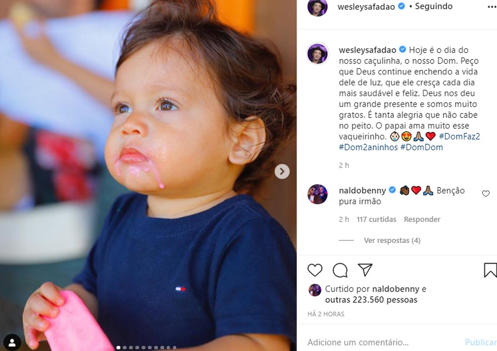 Wesley Safadão parabeniza Dom pelos 2 anos (Foto: Reprodução/Instagram)