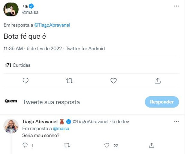 Perfil de Tiago Abravanel compartilhou clique de Silvio Santos e Maisa Silva, como se eles tivessem entrando na casa de vidro do BBB22 (Foto: Reprodução / Twitter)
