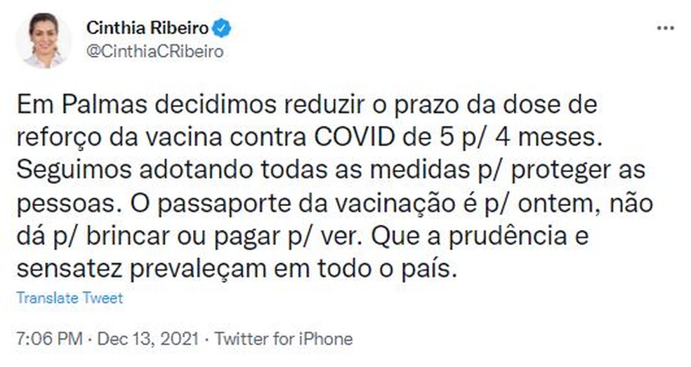 Informação foi divulgada por Cinthia Ribeiro nas redes sociais — Foto: Reprodução