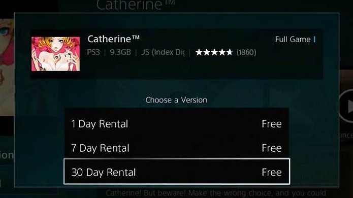 Jogo Catherine aparece para ser alugado através do serviço PlayStation Now (Foto: Eurogamer)