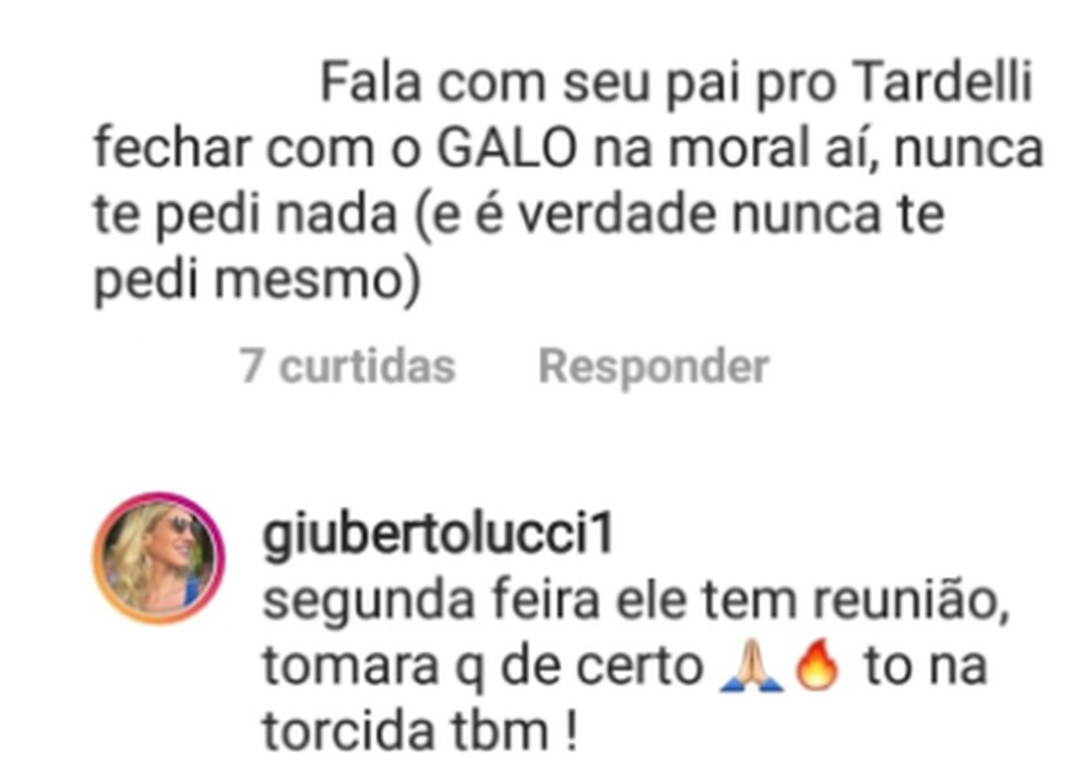 Giulia Bertolucci disse que Bertolucci e Atl&eacute;tico-MG v&atilde;o se reunir na segunda por Tardelli &mdash; Foto: Reprodu&ccedil;&atilde;o/Internet