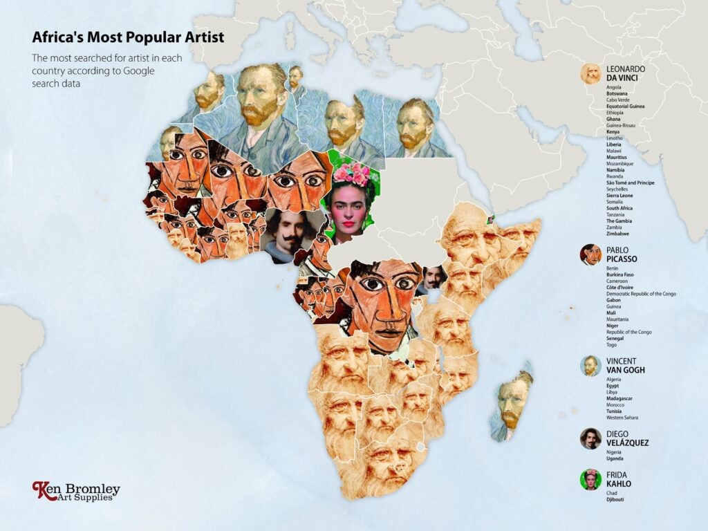Na África, Leonardo da Vinci e Pablo Picasso aparecem no topo das buscas (Foto: Reprodução / Ken Bromley Art Supplies)