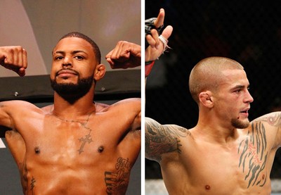 Montagem_Michael-Johnson-x-Dustin-Poirier (Foto: EDITORIA DE ARTE) Montagem_Michael-Johnson-x-Dustin-Poirier (Foto: EDITORIA DE ARTE)