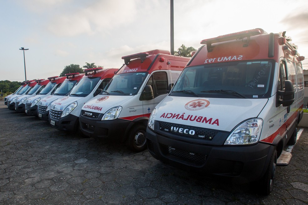 Ambulâncias do Samu em Praia Grande, SP — Foto: Divulgação/PMPG
