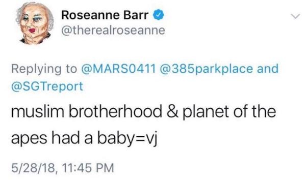 A declaração racista de Roseanne Barr sobre a ex-assessora de Barack Obama (Foto: Twitter)