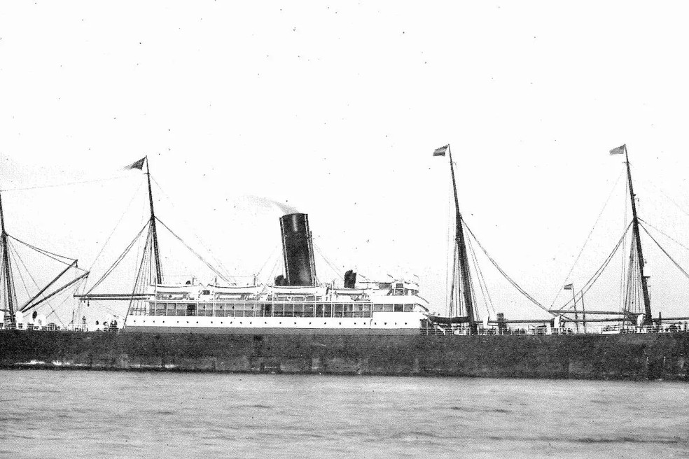 SS Mesaba era um navio mercante que continuou na ativa até 1918, quando foi torpedeado e afundou — Foto: State Library of Queensland