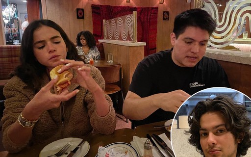 Bruna Marquezine aparece comendo sanduíche em clique de ator de 'Besouro Azul'