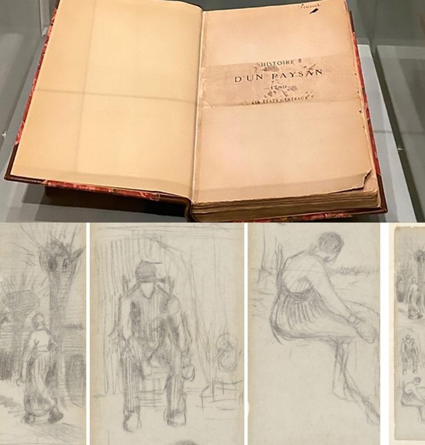 Desenhos desconhecidos de Vicent Van Gogh foram encontrados em Histoire d'un Paysan, livro sobre campesinato francês (Foto: Divulgação / Museu Van Gogh)