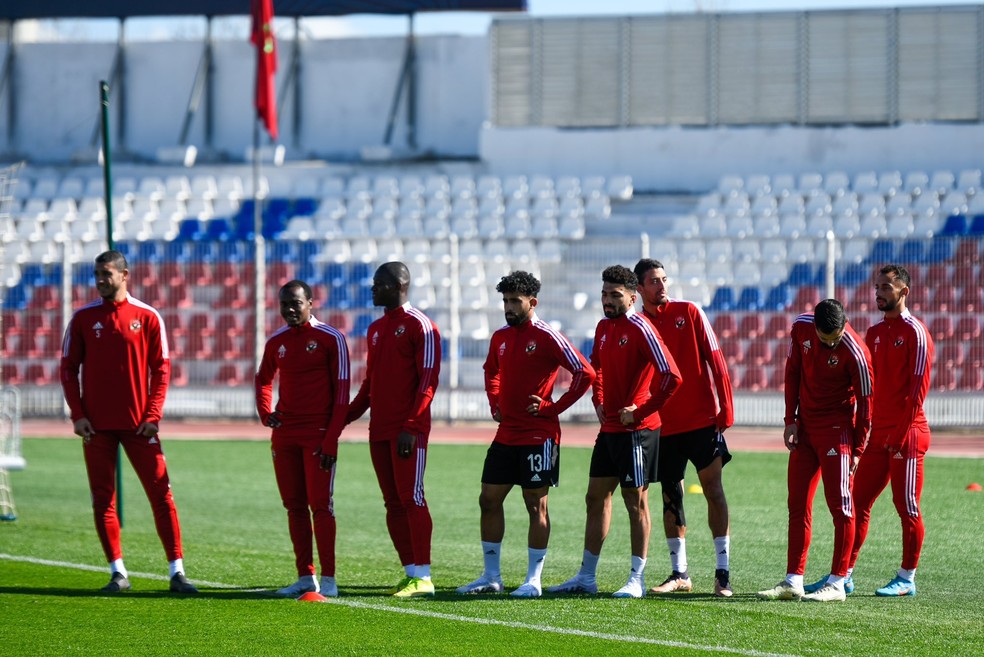 Jogadores do Al Ahly treinam antes da abertura do Mundial de Clubes — Foto: Reprodução