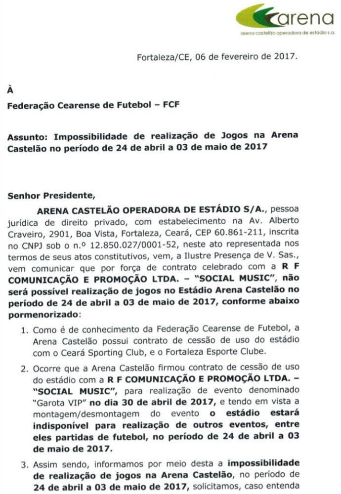 Arena Castelão, Federação Cearense, estadual, Domingão (Foto: Divulgação)