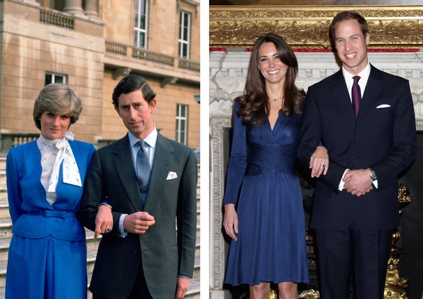 FILE PHOTO) In this photo composite image a comparison has been made between the engagement announcements of Prince Charles, Prince of Wales and Lady Diana Spencer and Prince William to Catherine Middleton.(Left Image)  LONDON, UNITED KINGDOM - FEBRUARY 2 (Foto: Tim Graham Photo Library via Get)
