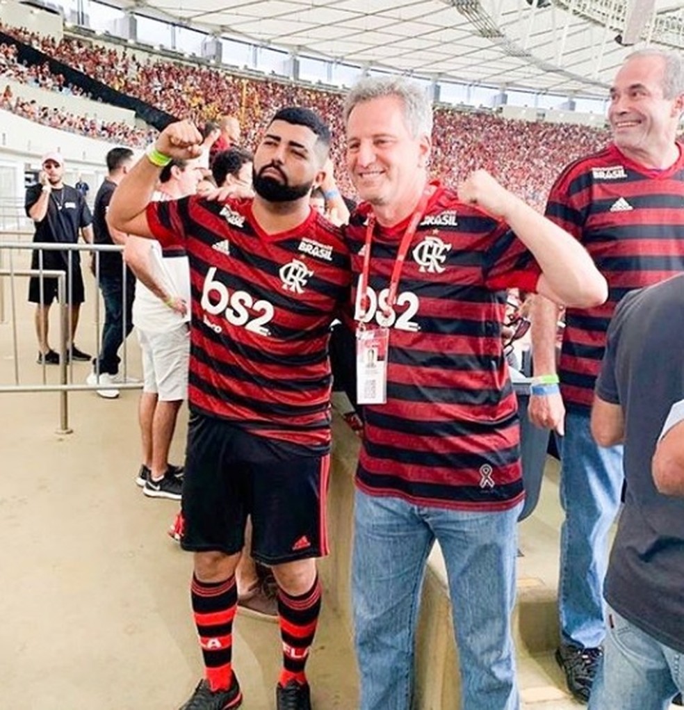 Jeferson com o presidente do Flamengo, Rodolfo Landim, no Maracan&atilde; &mdash; Foto: Reprodu&ccedil;&atilde;o / Instagram