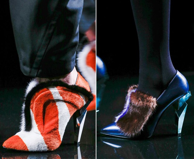 Os sapatos da marca italiana comandada por Lagerfeld também não escaparam (Foto: Reprodução)
