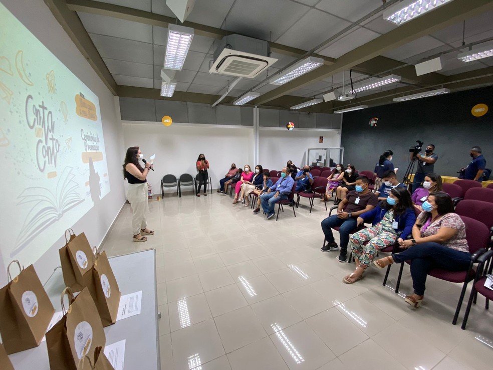 Premiação do "Conta um Conto" 2021 aconteceu na sede do Grupo Rede Amazônica, em Manaus. — Foto: Patrick Marques/G1 AM