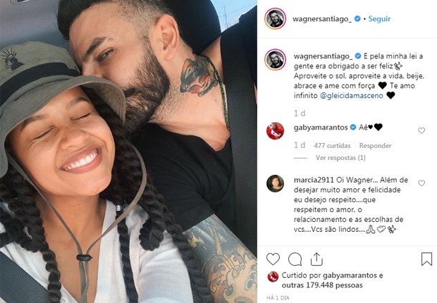 Post feito pore Wagner Santiago, namorado de Gleici Damaceno, no dia 8 de setembro (Foto: Reprodução/Instagram)