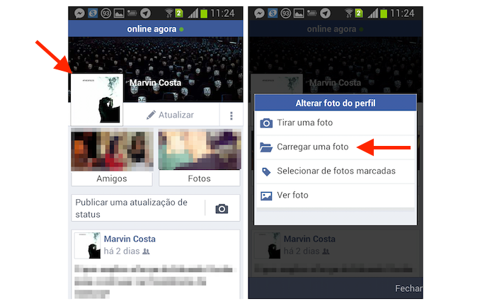 Acessando a tela de atualização de foto de perfil no Facebook com o aplicativo Facebook Lite para Android (Foto: Reprodução/Marvin Costa)