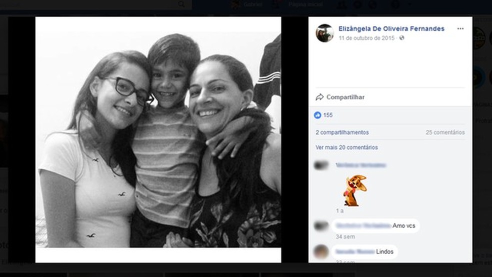 Mãe, filha e filho eram de Catolé do Rocha, na Paraíba, e morreram em acidente na BR-251, em Grão Mogol, Minas Gerais (Foto: Foto: Reprodução/Facebook/Elizângela de Oliveira Fernandes)