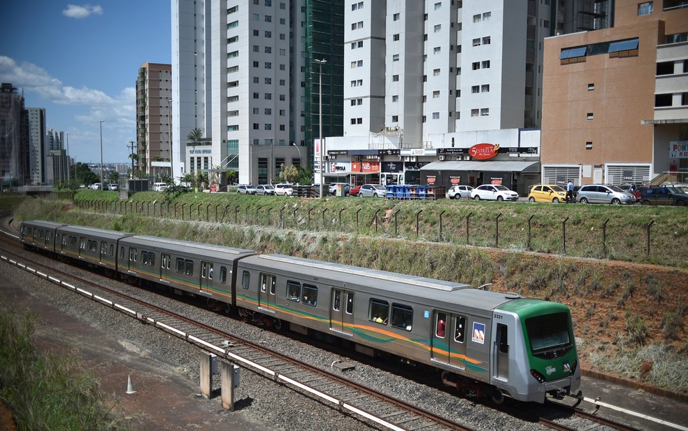 Metrô do Distrito Federal no trecho de Águas Claras — Foto: André Borges/Agência Brasília