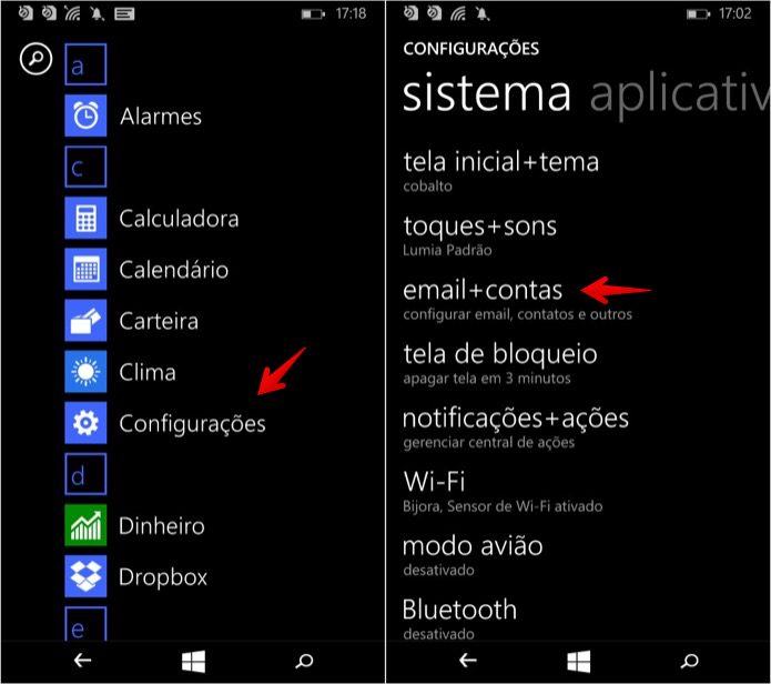Acesse as configurações do Windows Phone (Foto: Reprodução/Helito Bijora) 