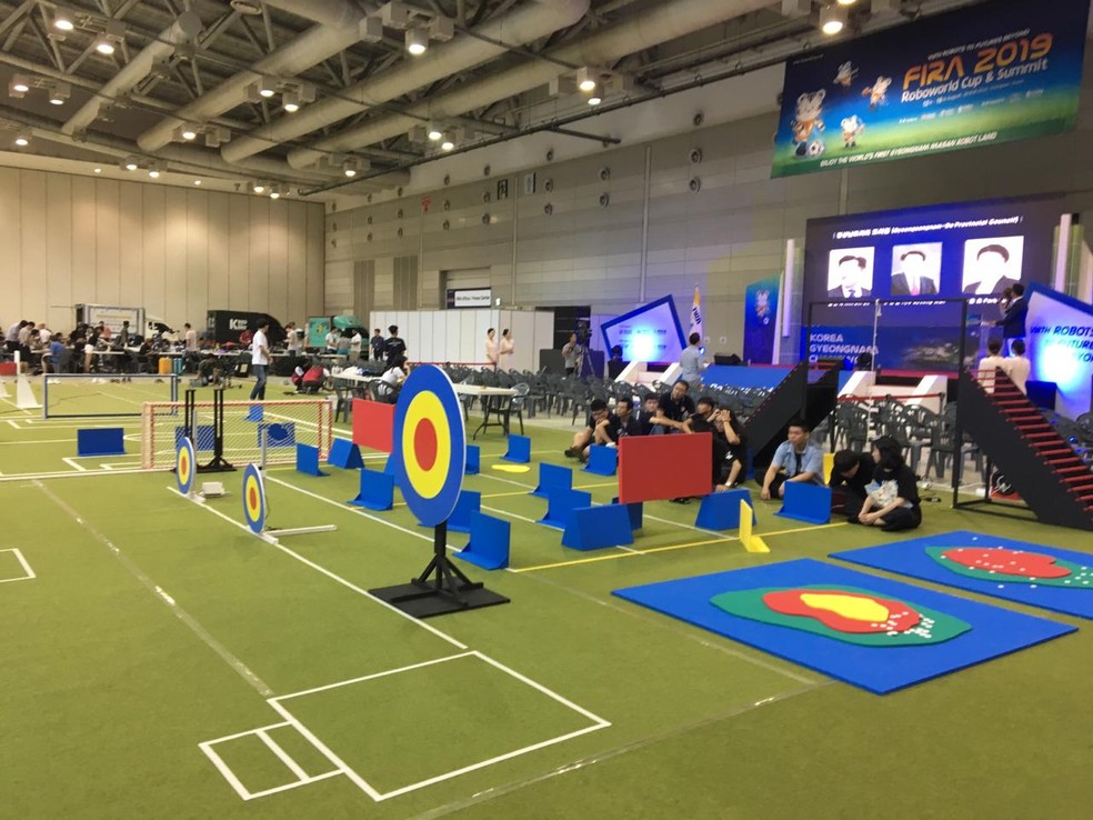 Arena de competição da FIRA RoboWorldCup 2019, na Coréia do Sul — Foto: Divulgação/IEMA
