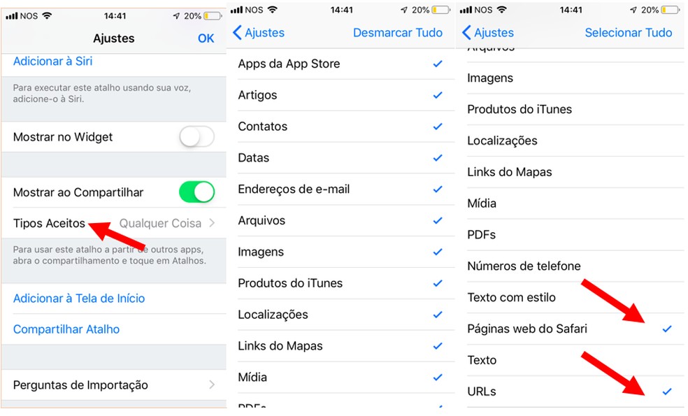 Selecione apenas o que deseja traduzir pelo app Atalhos  — Foto: Reprodução/Isabella Rocha  