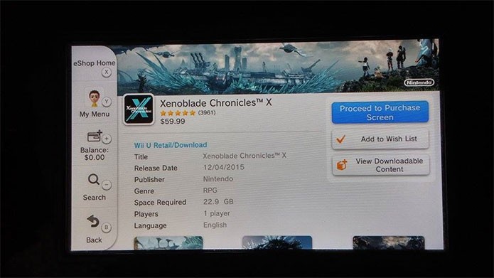 Xenoblade Chronicles X no eShop (Foto: Reprodução/Felipe Vinha)
