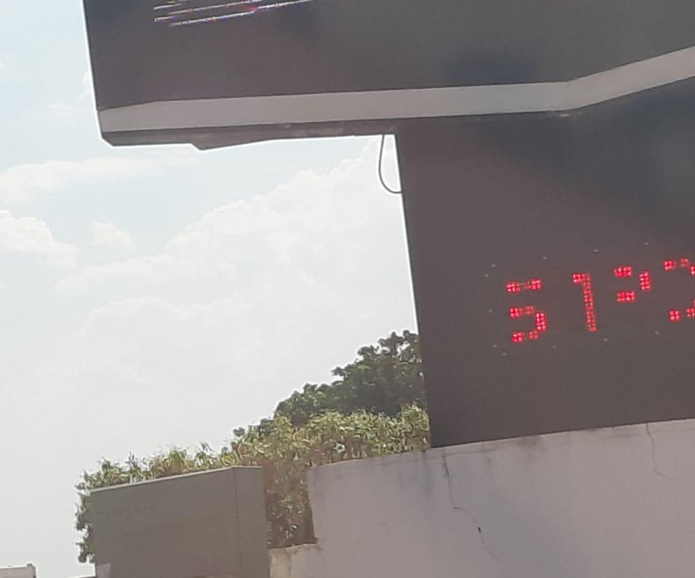 Termômetro de Rondonópolis registrou 51º no dia 5 de setembro — Foto: Arquivo pessoal