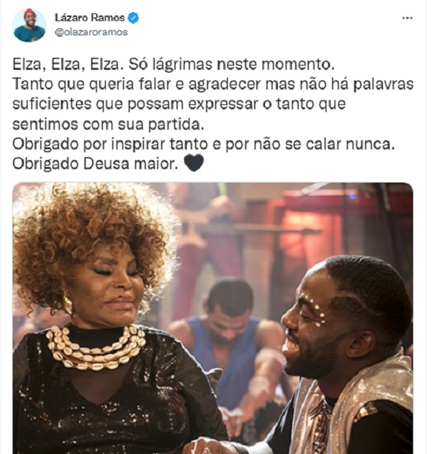 Lázaro Ramos se despede de Elza Soares (Foto: Reprodução/Instagram)