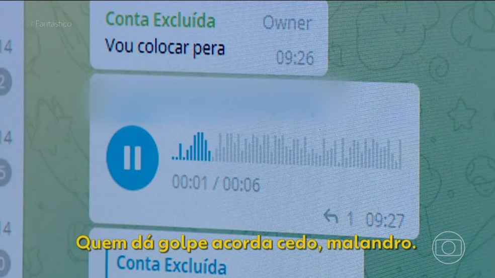"Professor de estelionato" diz que "quem dá golpe acorda cedo" — Foto: Reprodução/TV Globo
