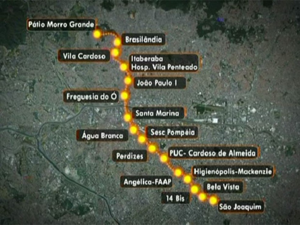 Imagem mostra estações da futura linha 6-Laranja, cujas obras estão paralisadas há um ano (Foto: Foto: TV Globo/Reprodução)