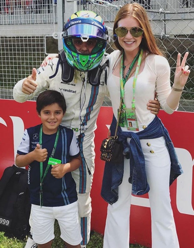 Felipe Massa, Felipinho e Marina Ruy Barbosa  (Foto: Reprodução)