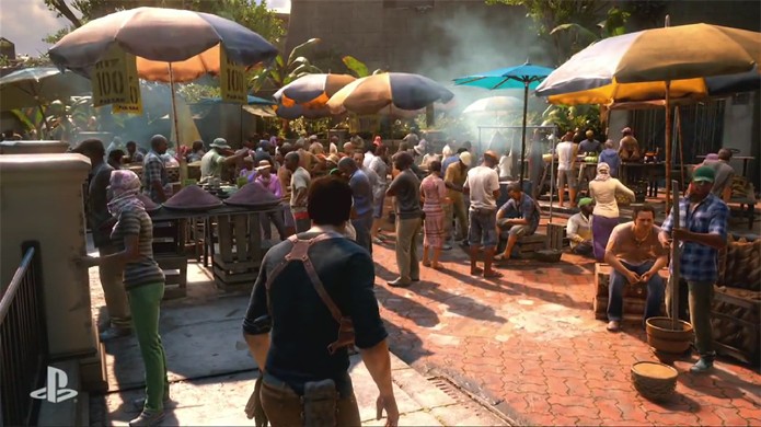 Nathan Drake ficou parado por alguns instantes na demo de Uncharted 4 da E3 2015 (Foto: Reprodu??o/YouTube)