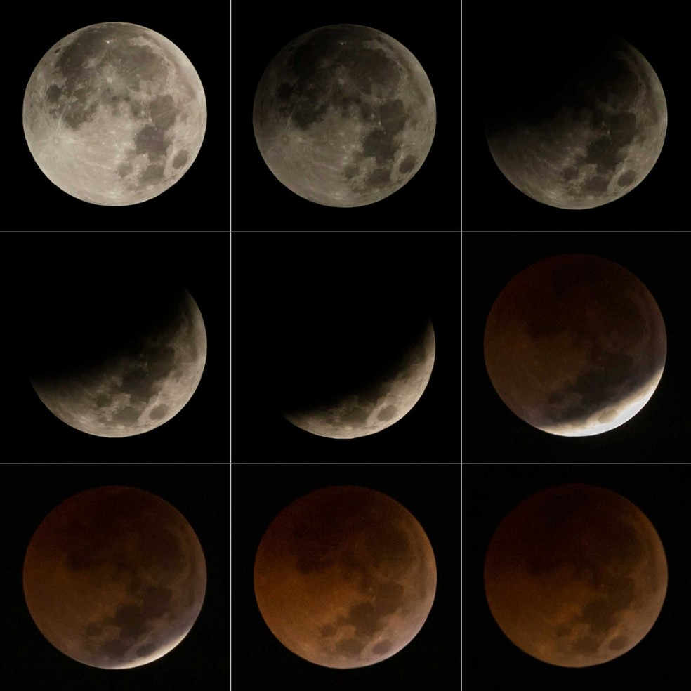 Eclipse lunar total registrado em julho de 2018 — Foto: Bay Iismoyo/AFP Photo