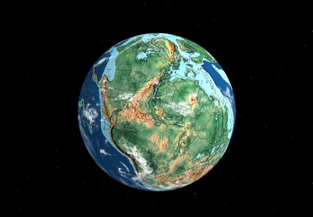 A Terra era assim representada quando dinossauros começaram a aparecer (Foto: Reprodução)
