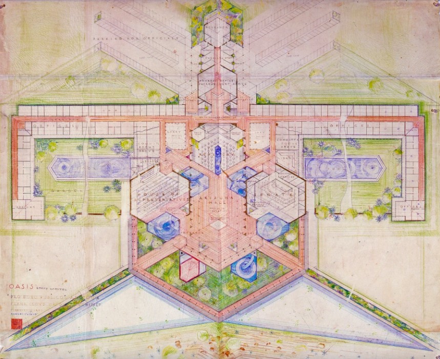 A fundação Frank Lloyd Wright convidou o arquiteto David Romero para transformar os arquivos do projeto original em visualizações contemporâneas (Foto: Frank Lloyd Wright Foundation / Divulgação)