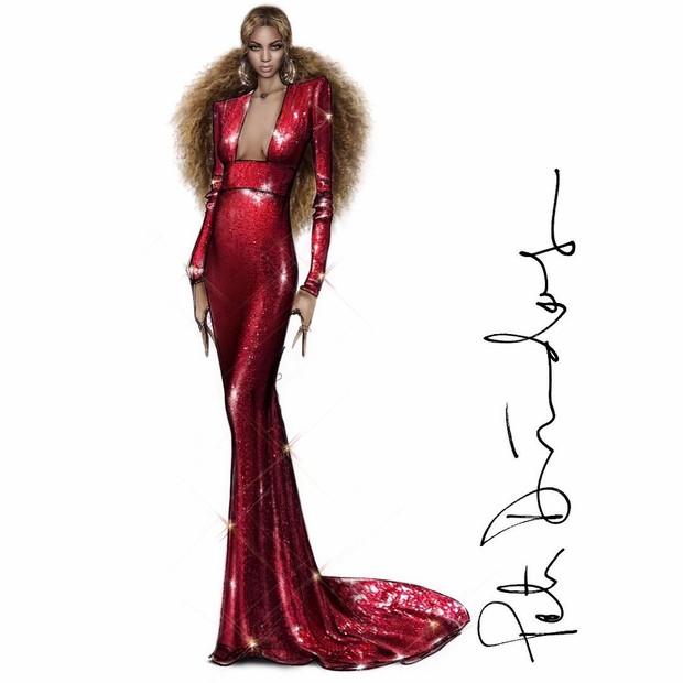 Croqui de um dos looks de Beyoncé (Foto: Reprodução/Peter Dundas)