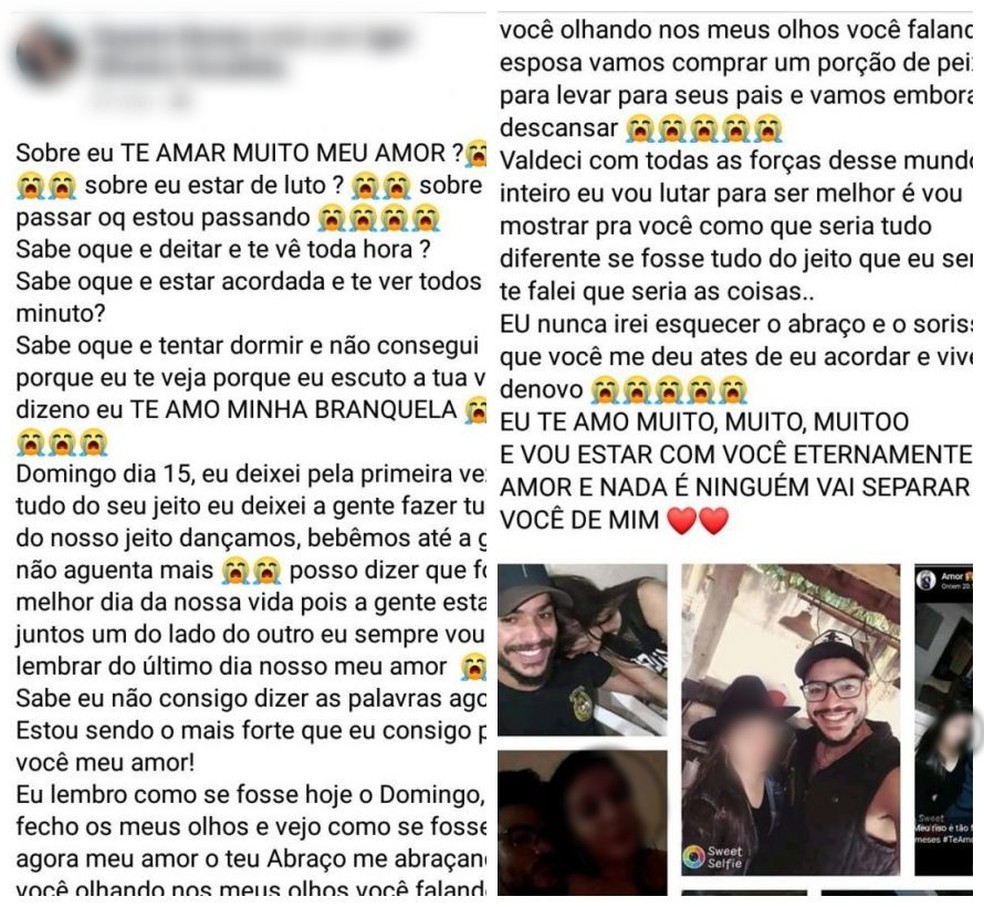 Namorada faz homenagem a cantor sertanejo morto em acidente em Itu — Foto: Reprodução/Facebook