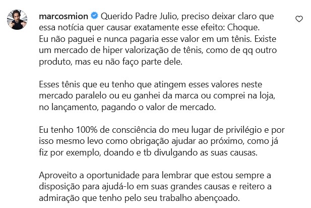 Marcos Mion responde padre Jlio Lancellotti (Foto: Reproduo/Instagram)