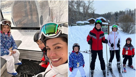 Thais Fersoza abre álbum de fotos em viagem com filhos: "Esquiadores do rolê"