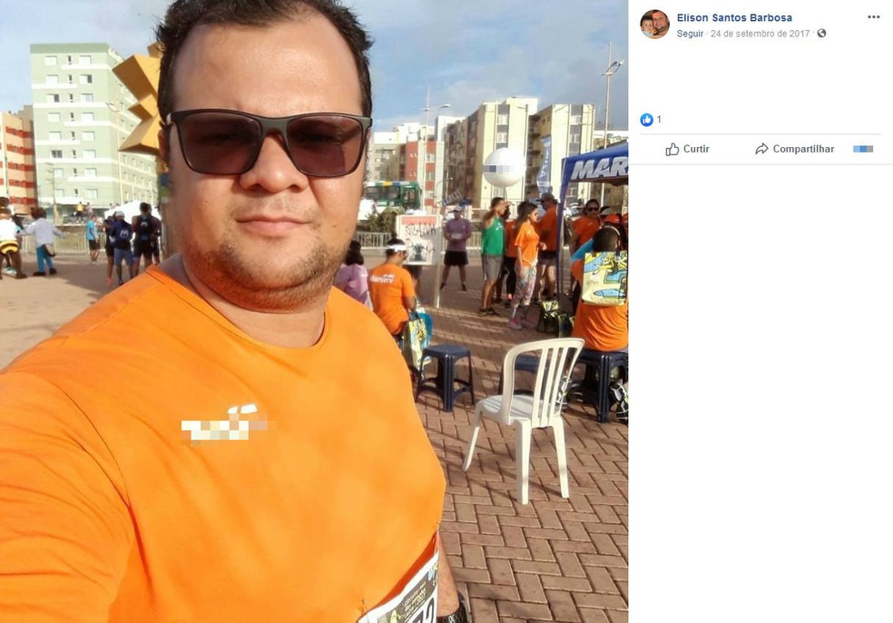 Elison Santos Barbosa era funcionÃ¡rio terceirizado do aeroporto de Salvador e morreu apÃ³s descarga elÃ©trica  â€” Foto: ReproduÃ§Ã£o/Facebook