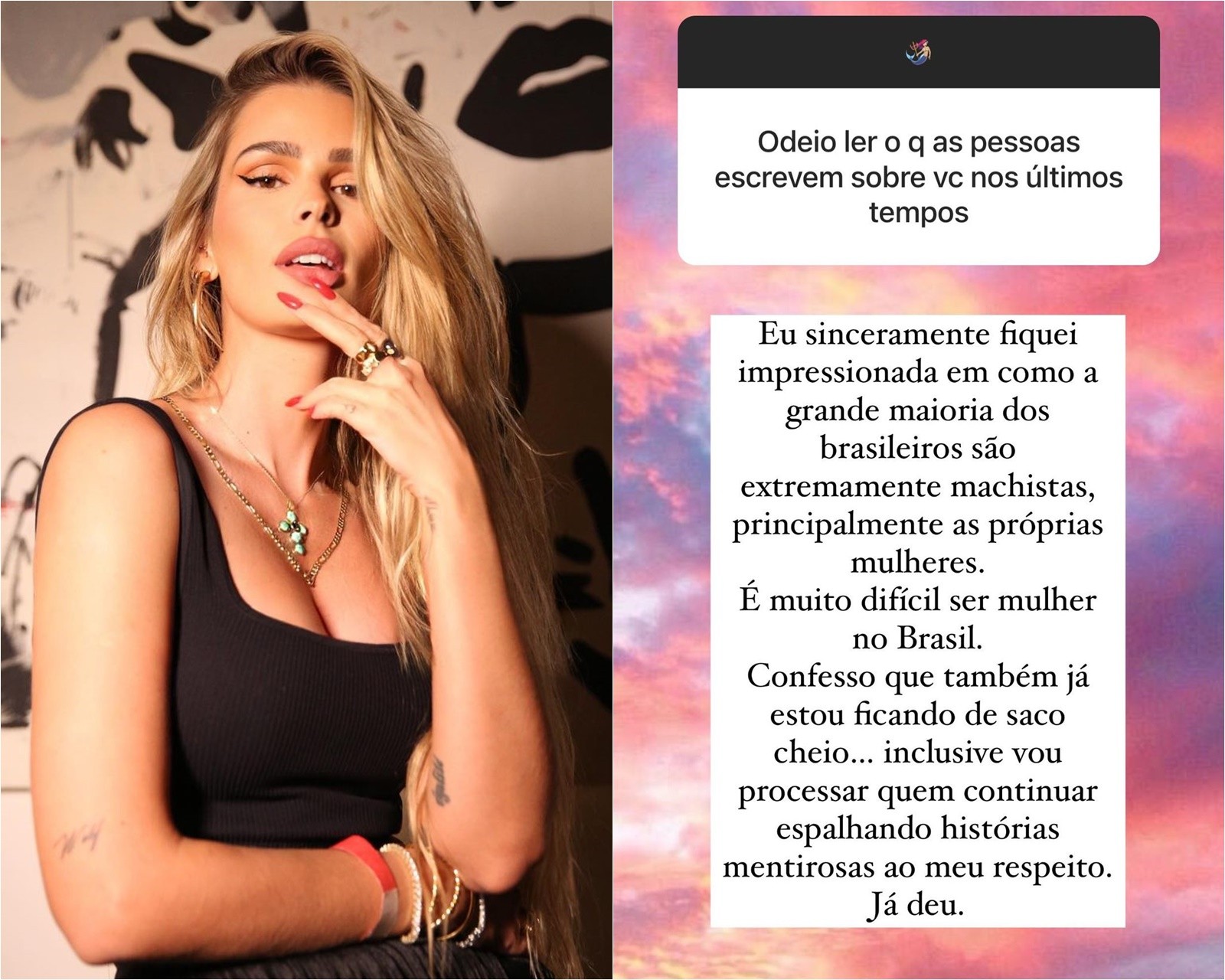 Yasmin Brunet desabafou sobre o machismo no Brasil (Foto: Reprodução/Instagram)