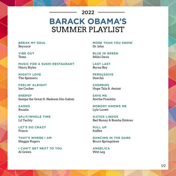 Playlist anual de Barack Obama - 2022 (Foto: Twitter/Reprodução)
