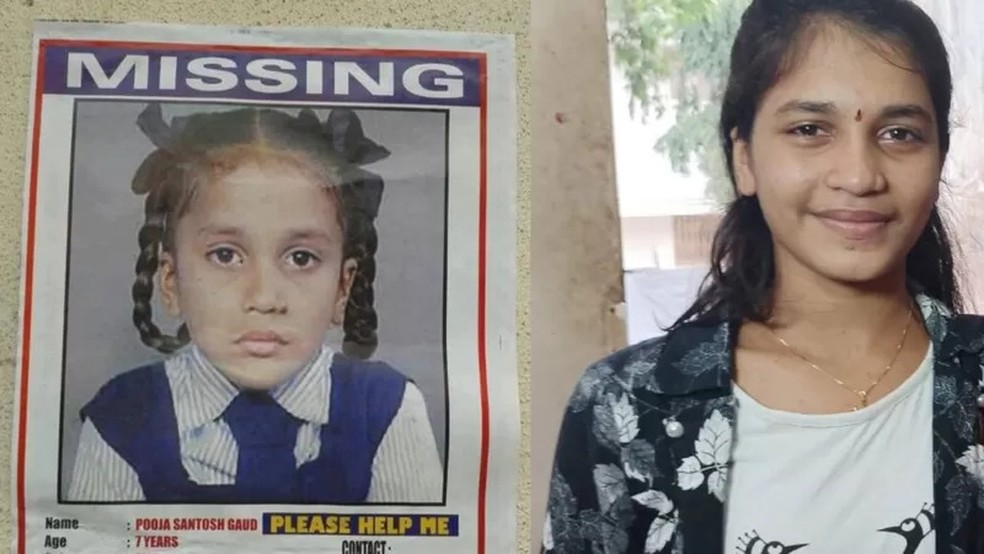 A mãe de Pooja havia perdido toda esperança de encontrar sua filha — Foto: BBC / Polícia de Bombay