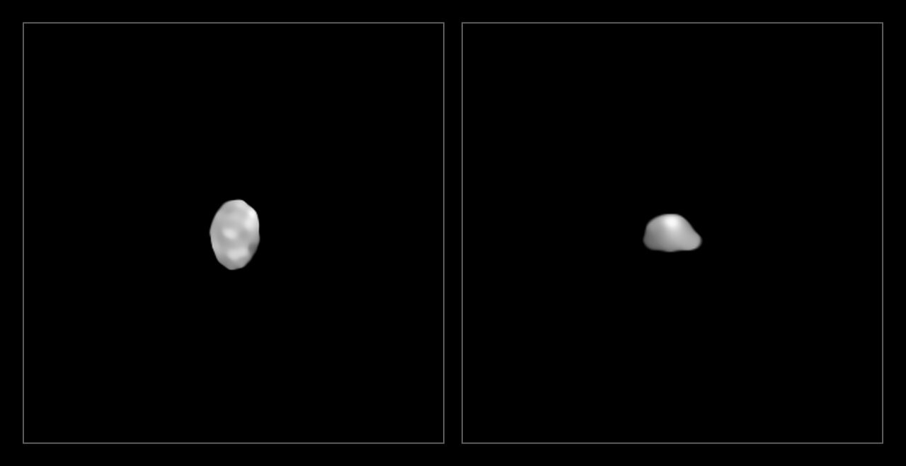 Os asteroides mais densos entre os fotografados, Psyche e Kalliope (Foto: ESO/Vernazza et al./MISTRAL algorithm (ONERA/CNRS))